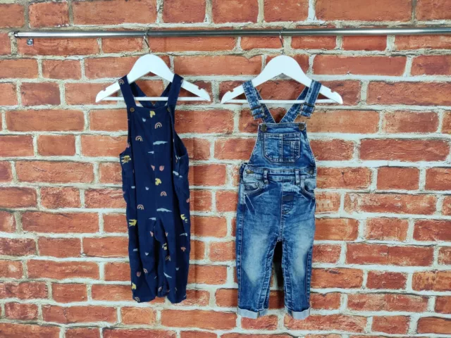 Pacchetto Bambini Età 12-18 Mesi M&S Next Dungaree Set Cavo Denim 86Cm