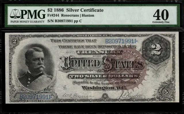1886 $2 Silver Certificate FR-244 - "Hancock" - PMG 40 Comment