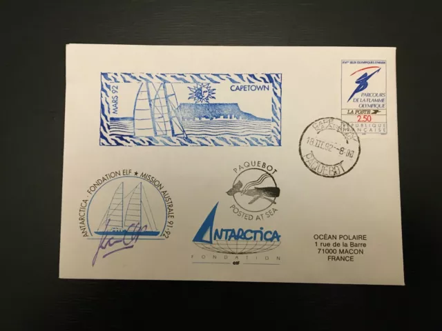 FRANCE 1992 Antarctica Polar Sailing Mission Capetown Paquebot (SS365)