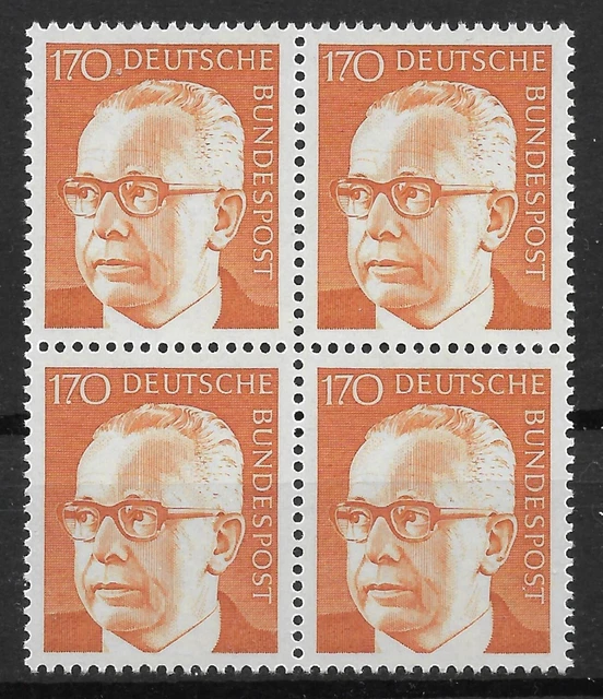 Bund 1972 ** Mi 731 Heinemann 170Pf Freimarken Viererblock VB 4er Block 03743B
