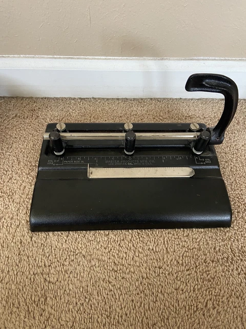 Vintage Master Products Heavy Duty 3 - 1/4" Hole Paper Punch Model 3-25