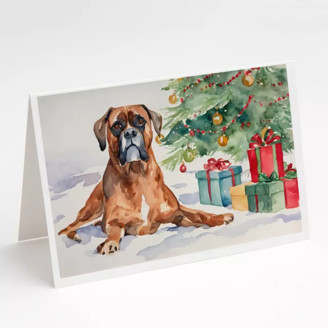Fawn Boxer Christmas Greeting Cards and Envelopes Pack of 8 DAC1294GCA7P