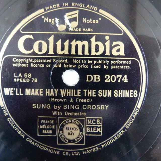 78 rpm BING CROSBY we are making hay while the sun shines / waltzing in a dream