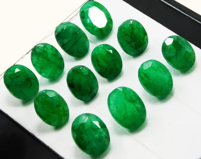 Natural 12 PCS Lot 90.00 Ct Colombian Green Emerald Oval Cut Certified Gems