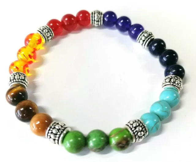 7 Chakra Healing Natural Stone Round Gemstone Yoga Energy Beads Bracelet Jewelry 6