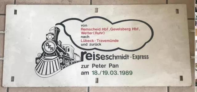 Seltenes Original Lockschild Bahn DER, Reiseschmidt Express zur „Peter Pan“1989