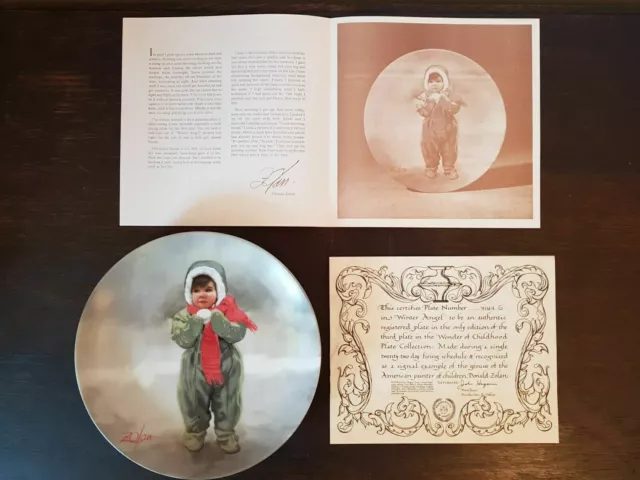 DONALD ZOLAN - WONDER OF CHILDHOOD COLLECTORS PLATE "Winter Angel" - FREE POST