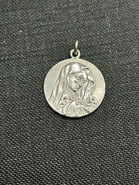 Magnifique broche ou pendentif à votre guise création originale et unique médaille très ancienne argent massif Vierge Marie collection ! - France