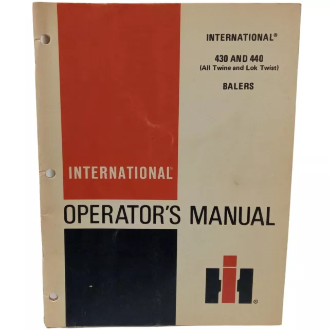 International Harvester IH 430 440 Balers Operators Manual Vintage Tractor Farm