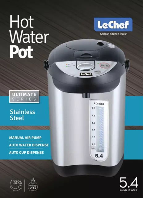 Le'chef Electric Hot Water Pot Urn 5.4 Qt Model# Lc5466S