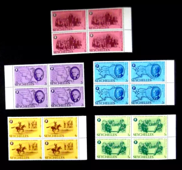 Seychelles-1976-Milestones in History-Blocks of 4 Part sets 5 of 9-MNH