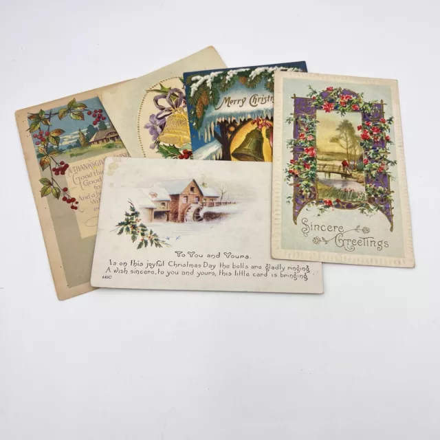 Vintage 1920s Postcards Christmas Cards Handwritten Notes Lot Of 5 Ephemera