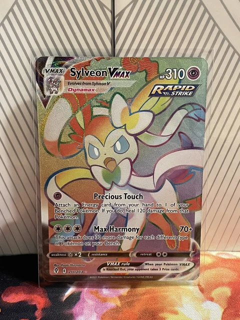 POKÉMON TCG SYLVEON VMAX RAINBOW HOLO SECRET RARE Evolving Skies  *Mint*