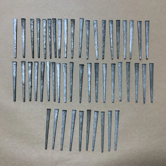Square Cut Nails Galvanized Lot of 50 2.5" by 0.25" by 0.125" Vintage