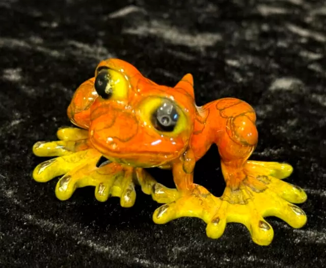 Barry Stein Bronze Orange Frog W/Certificate Of Authenticity