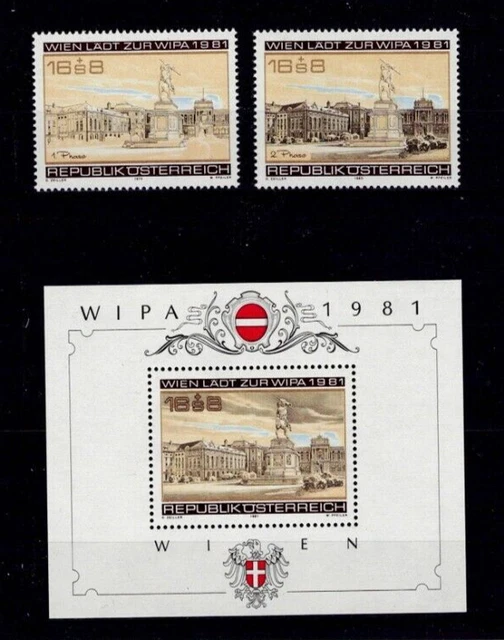 Österreich - MiNr.: 1629 + 1662 + Block 5 - WIPA 1981, **, MNH