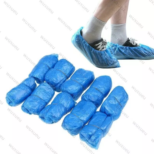 100 Disposable Shoe Covers Plastic Anti Slip Cleaning Overshoes Protective cover 2