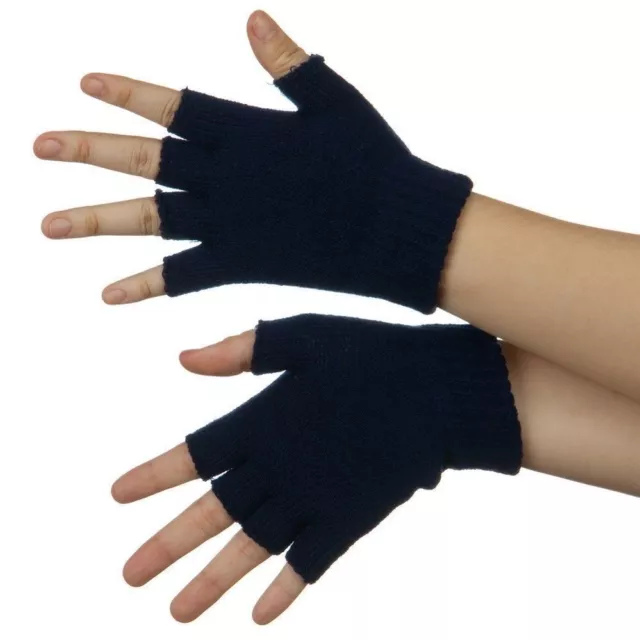 Black Mens Womens Half Finger Fingerless Elastic Strech Winter Magic Gloves
