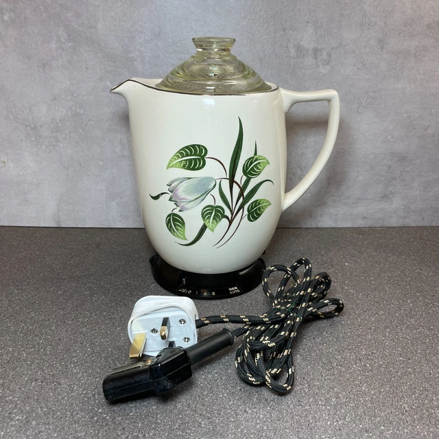 RUSSELL HOBBS AUTOMATIC Coffee Pot CPI Ceramic Percolator Floral Leaf