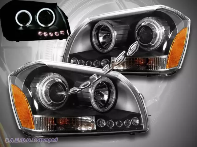 2005 2006 2007 Dodge Magnum Black Projector Headlights W/ Led + Halo Ccfl