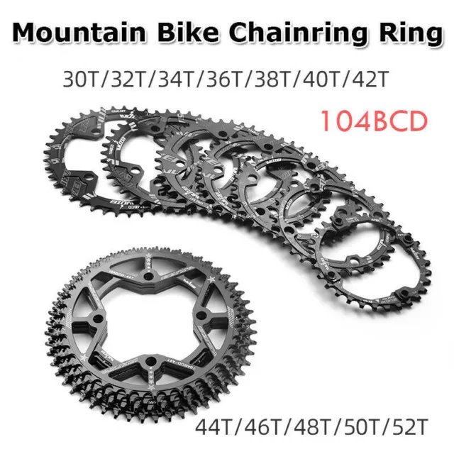 104BCD MTB Bike Narrow Wide Round Oval 30-52T Cycling Tooth Chain Ring Chainring