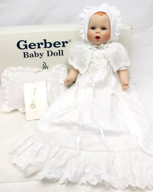 Danbury Mint 18" Gerber Baby Porcelain & Cloth Collector Doll w Pillow & Charm