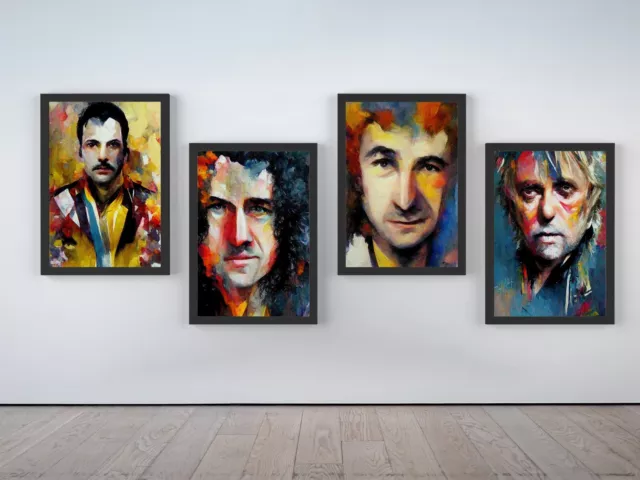 Queen Porträts, Freddie Mercury, Brian May, John Deacon, Roger Taylor Kunstdruck