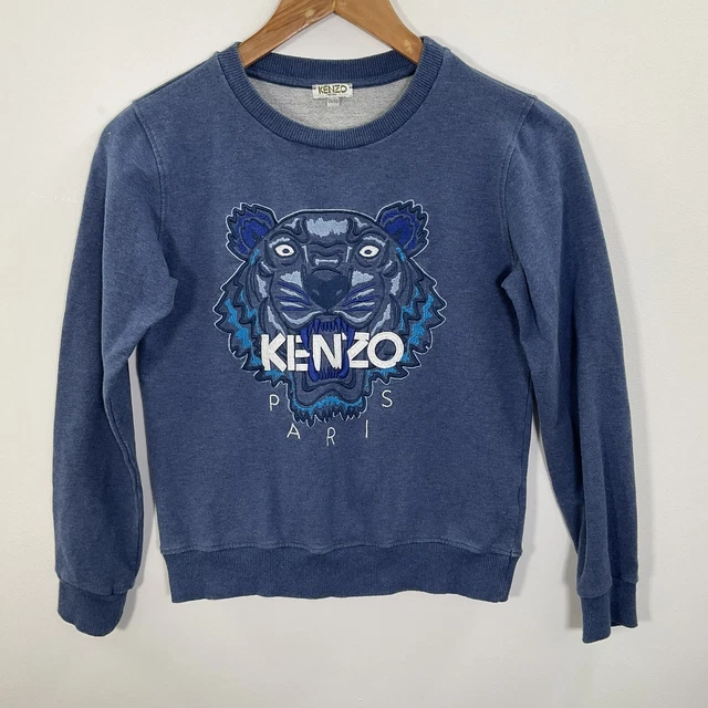 Felpa maglione tigre ricamato cotone elasticizzato collo Kenzo taglia 12A