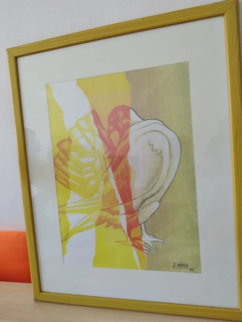 Lámina enmarcada y firmada por el artista canario Pepe Dámaso, año 99