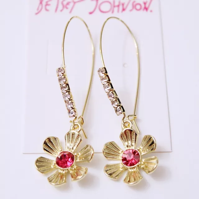 US Seller Betsey Johnson Flower Long Drop Earrings