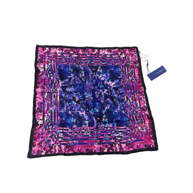 Rebecca Minkoff Painted Floral Bandana Scarf Silk Blue Multi Bohemian Hippie NEW