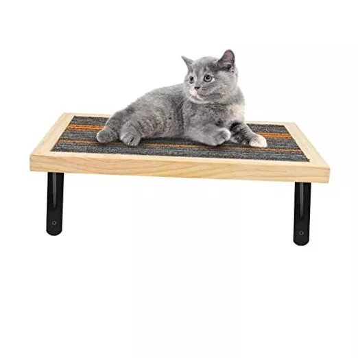 Handcrafted Wood Cat Wall Floating Shelf - Cat Wall Perch & Shelves, Carpet Mat