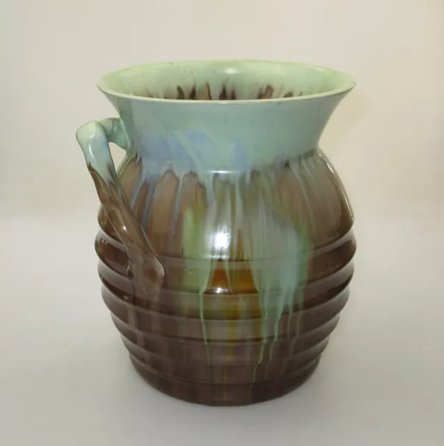 Remued Early Series Large Barrel Shaped Vase Super Colours  Australian Pottery