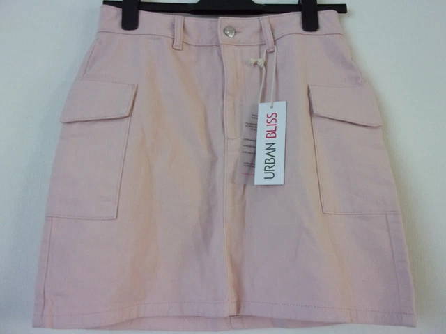 New Urban Bliss Pink Jackie Utility Denim Skirt Size: UK 10 RRP:£18