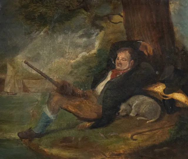 Gerahmtes Öl Aus Dem 19. Jahrhundert – Mann Mit Holzbein