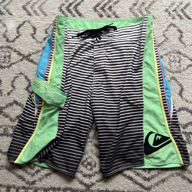 Vintage Quiksilver Neon Green Boardshorts Surf Trunks Shorts 36" 90s/00s