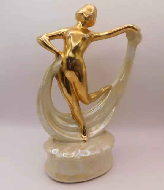 Vtg Art Deco Ceramic Nude Dancing Flapper Lady Woman Figurine Figure Art Nouveau