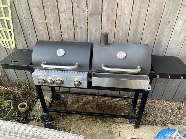 DUAL FUEL BBQ From Aldi Gas and Charcoal Barbecue with Side Burner And Cover 30.00 PicClick UK