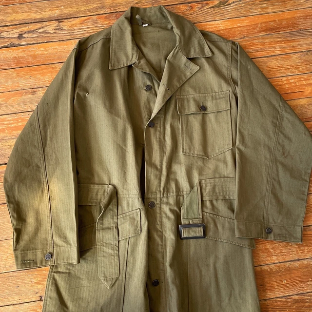 Big Size Universal Overalls HBT Painted Herringbone Twill Work Jacket Made in USA Men's XXXXL cotton navy blue type Vintage Second Hand