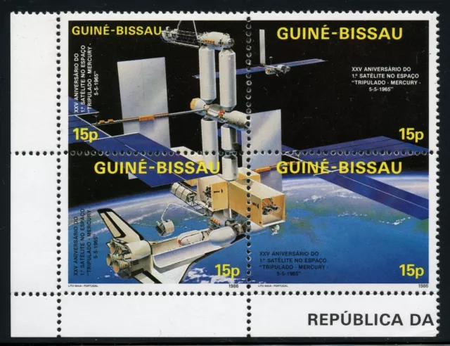 Space Raumfahrt 1986 Guinea Bissau Raumstation Space Shuttle 905-908 ZD MNH/1145