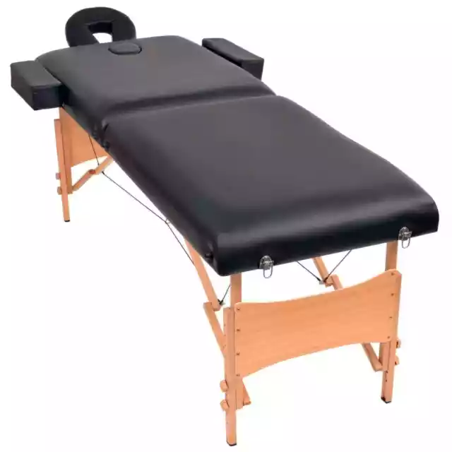 Table de massage pliable et tabouret 10 cm d'Ã©paisseur Noir 2