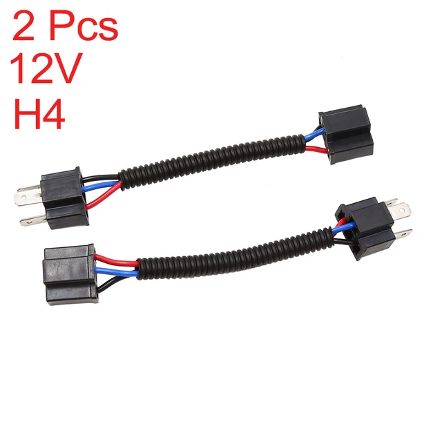 2pcs DC12V H4 Light Bulb Wiring Harness Socket Wire Extension Adapter