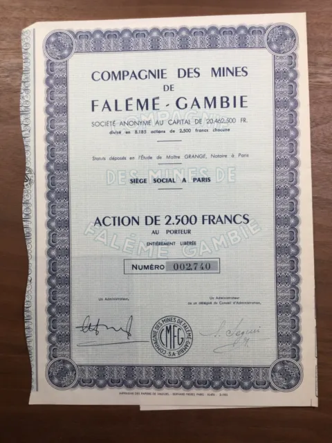 Senegal 1955 Miniere Da Falémé Gambia Seguin Compagnie Dei