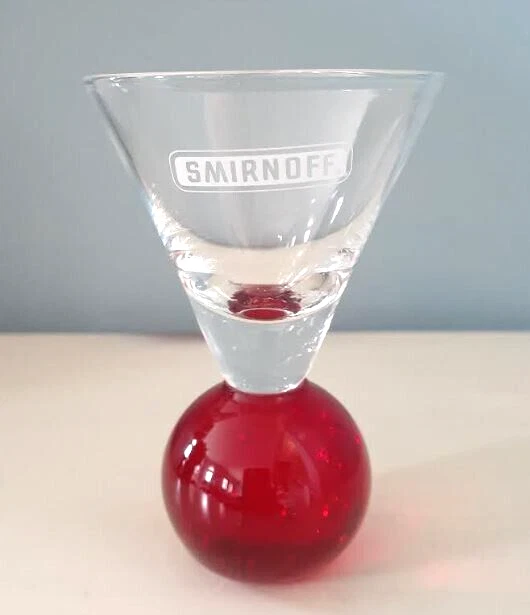 Single branded Smirnoff Vodka Shot Shooter Glass Red Bubble Ball Base