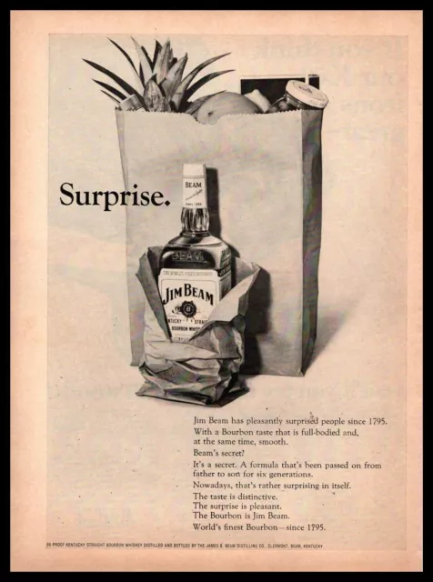 1967 JIM BEAM Bourbon Whiskey Bottle In Paper Sack Grocery Bag Vintage ...