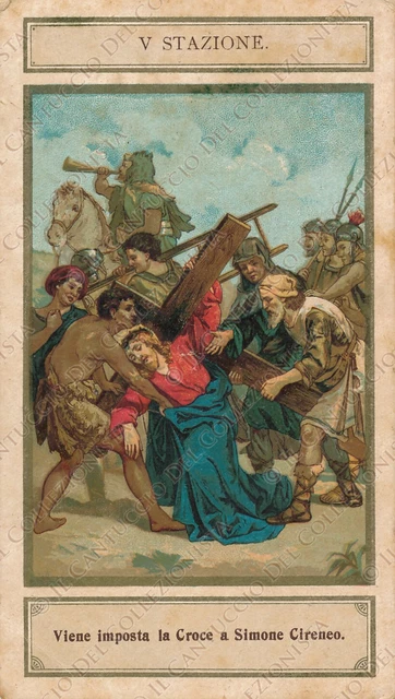 V Stazione Gesù aiutato Croce Simone Cinereo Via Crucis Santino