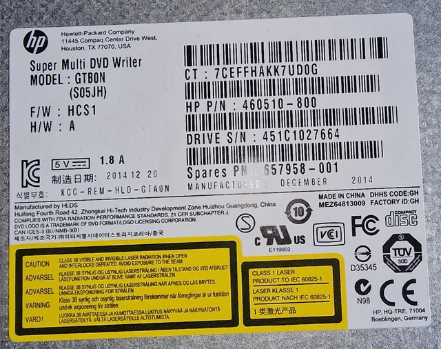 Cache Baie 5.25" Pour PC HP 400 600 800 G1 SFF - Référence 718544-001 / 84075 - Occasion