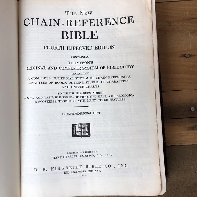 THOMPSON CHAIN REFERENCE Bible KJV Maps Chart Studies Concordance Index