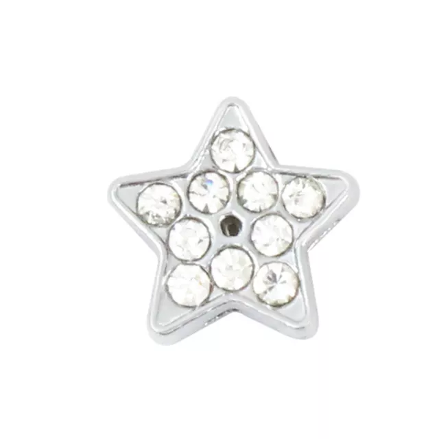 10 Silver Tone Alloy Rhinestone Star Slide Charms Beads Fit 8mm Wristband​s