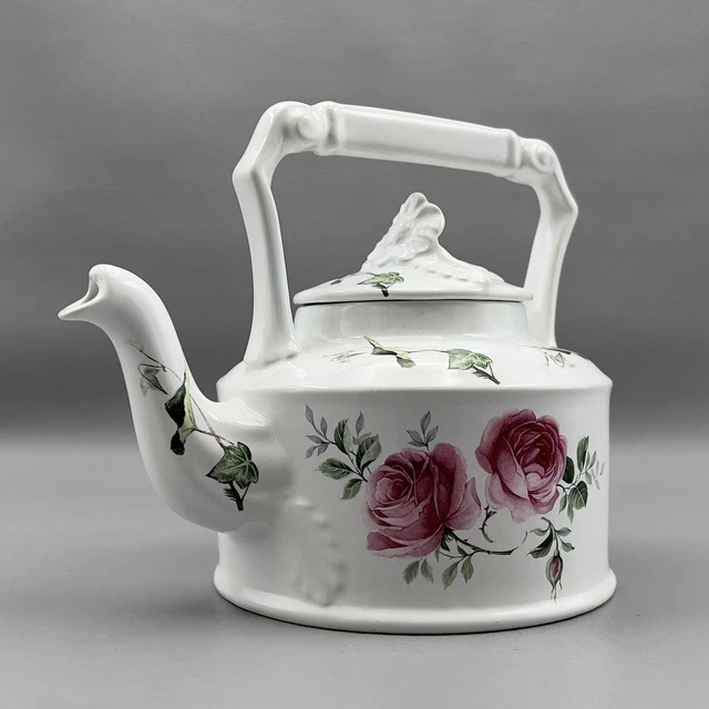 VINTAGE ARTHUR WOOD Porcelain Floral Pink Roses Teapot Made In England